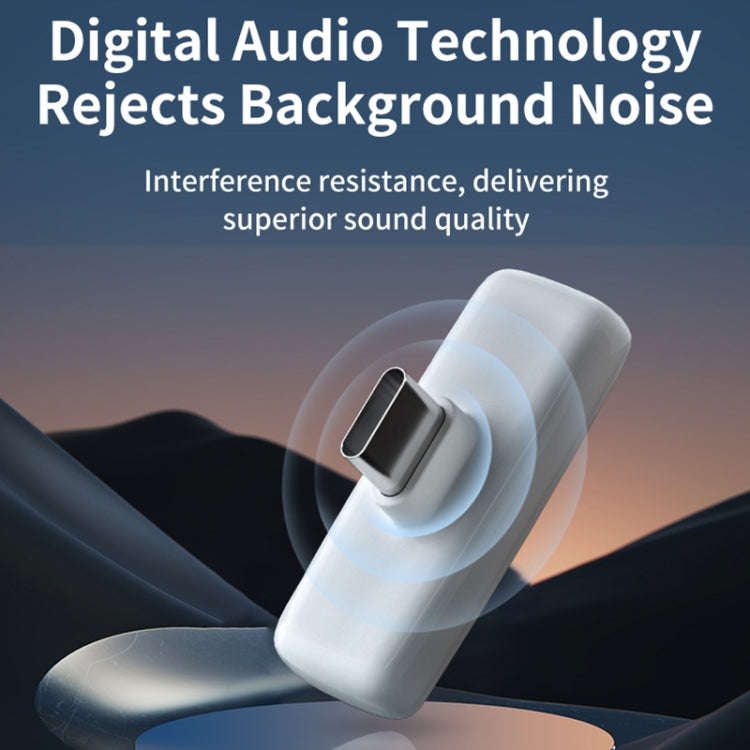 FUNSNAP M2 1 TX + 2 RX Digital Noise Reduction Wireless Microphone Mic Tok, Version:Type-C(White)