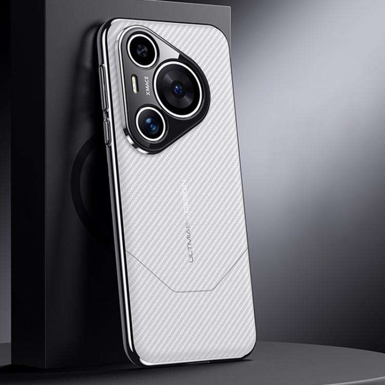 For Huawei Pura 70 Premium Carbon Fiber Imitation Ultimate Design Phone Case(White)