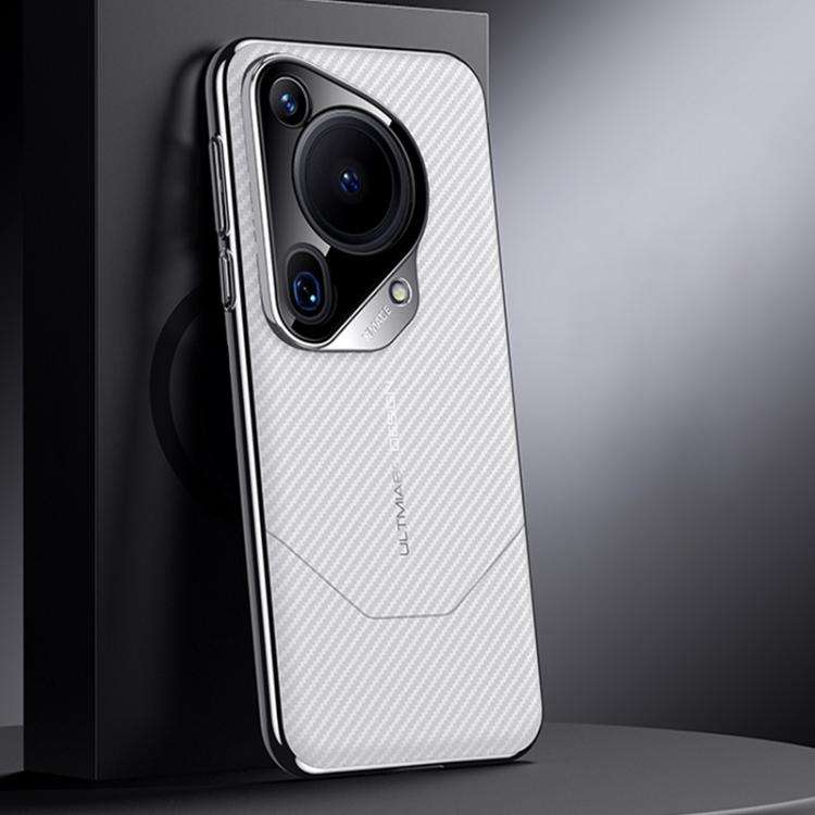 For Huawei Pura 70 Ultra Premium Carbon Fiber Imitation Ultimate Design Phone Case(White)