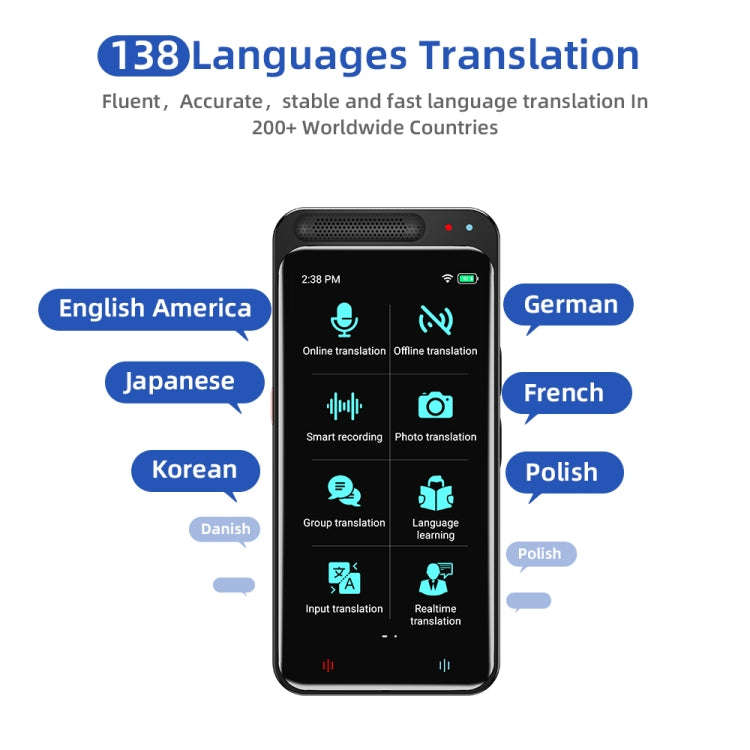 VORMOR Z6 5.0 inch HD Touch Screen Smart AI Translator 139 Languages with Offline Translation / P...