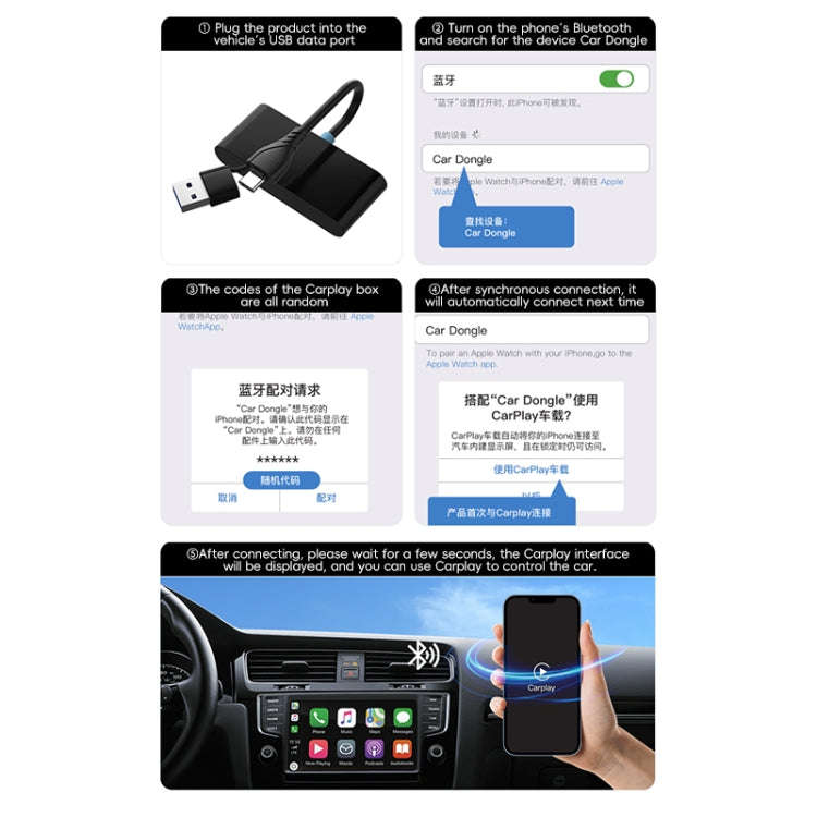 P40 CarPlay and Android Auto Car Connectivity Box Wireless Adapter(Black)