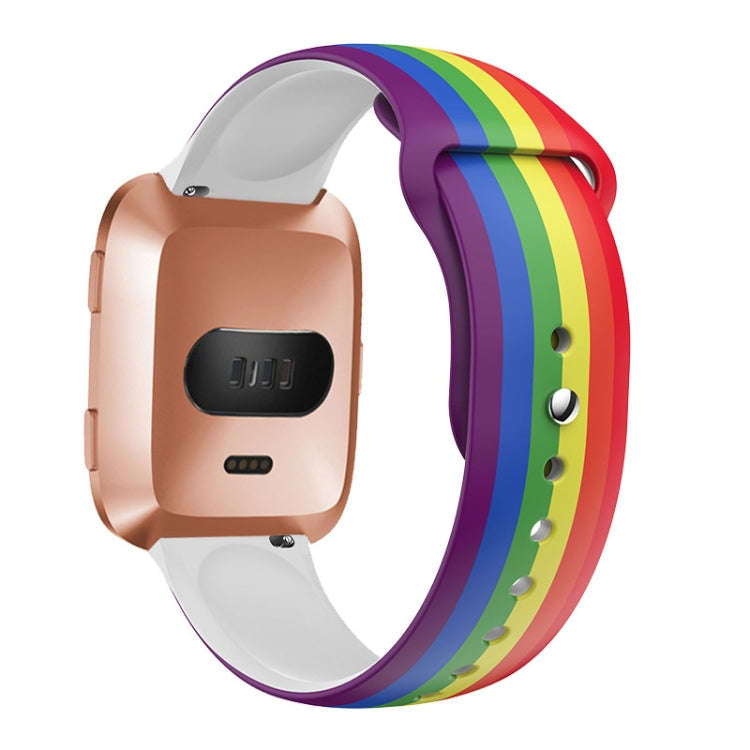 For Fitbit Versa 2 / Lite 22mm Reverse Buckle Printed Silicone Watch Band(Colorful Jellyfish)