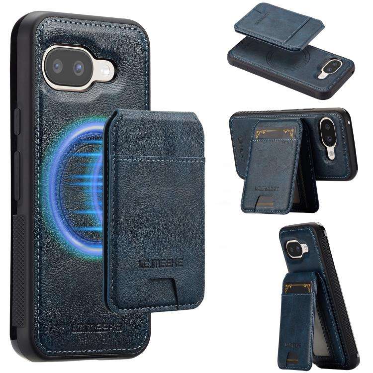 For Google Pixel 9a LC.IMEEKE L3 Series Detachable RFID Card Bag Magsafe Phone Case(Blue)