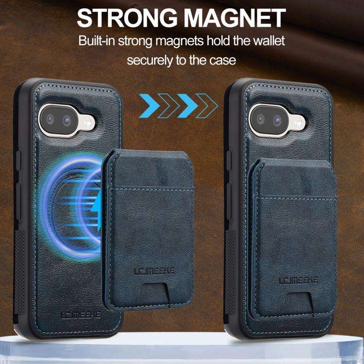 For Google Pixel 9a LC.IMEEKE L3 Series Detachable RFID Card Bag Magsafe Phone Case(Blue)