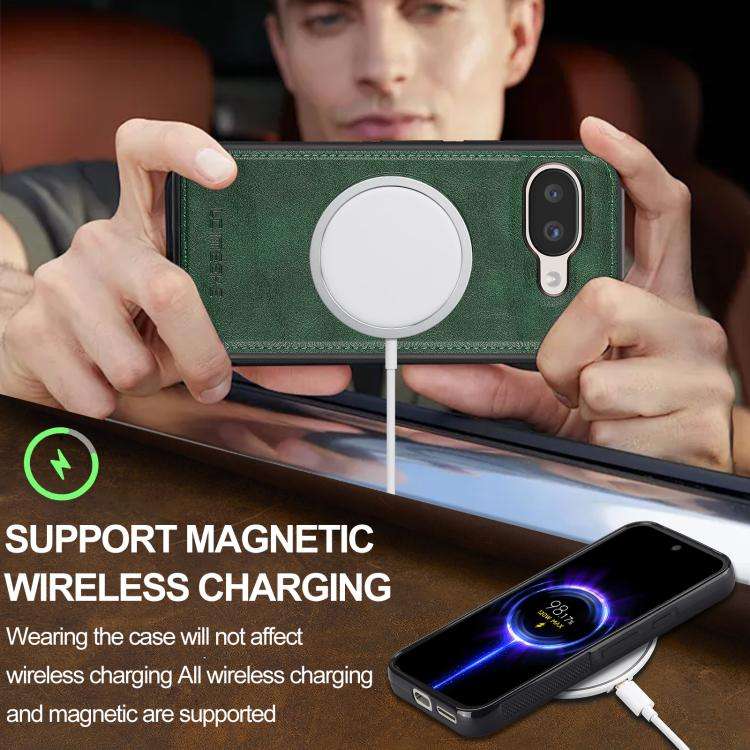 For Google Pixel 9a LC.IMEEKE L3 Series Detachable RFID Card Bag Magsafe Phone Case(Green)