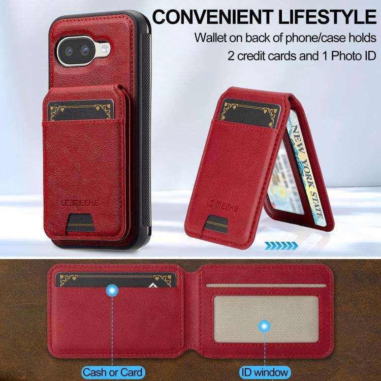 For Google Pixel 9a LC.IMEEKE L3 Series Detachable RFID Card Bag Magsafe Phone Case(Red)