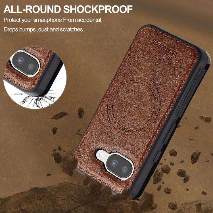 For Google Pixel 9a LC.IMEEKE Magsafe Phone Case(Brown)