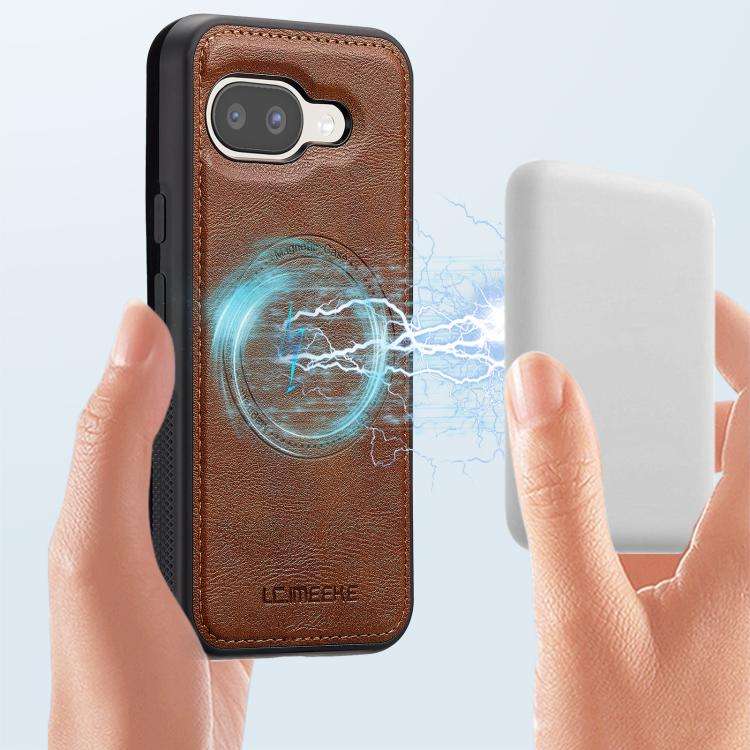For Google Pixel 9a LC.IMEEKE Magsafe Phone Case(Brown)