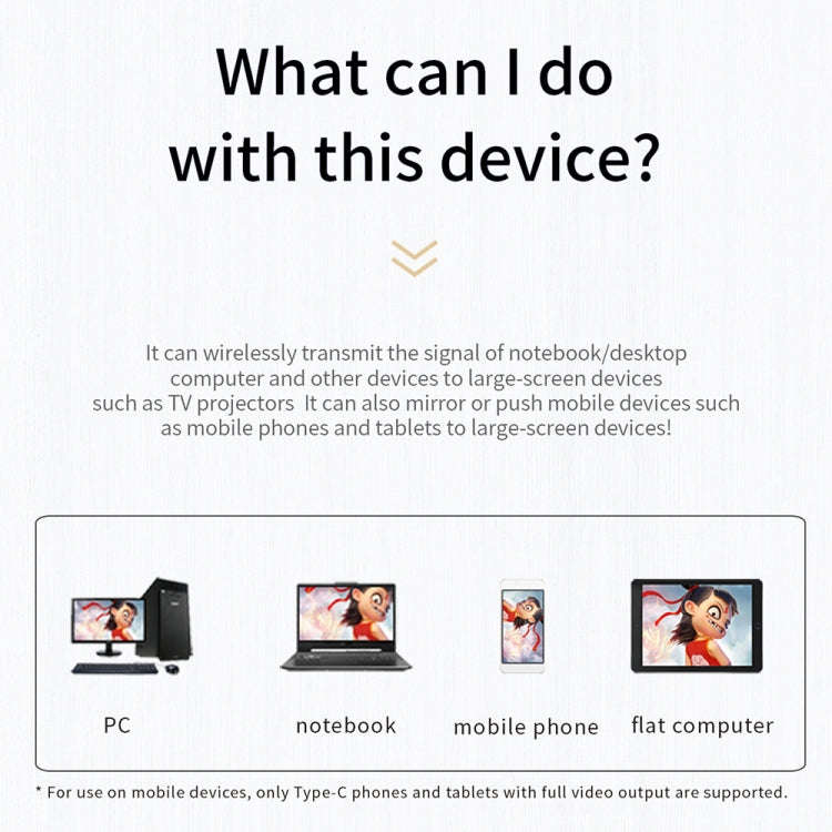 Q29+R39 1080P Type-C Wireless Screen Adapter(Black)