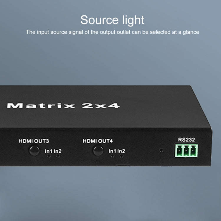 Measy MT4324 4K 30Hz 2 In 4 Out HDMI Matrix Switch Support Seamless Switching, EU Plug(Black)