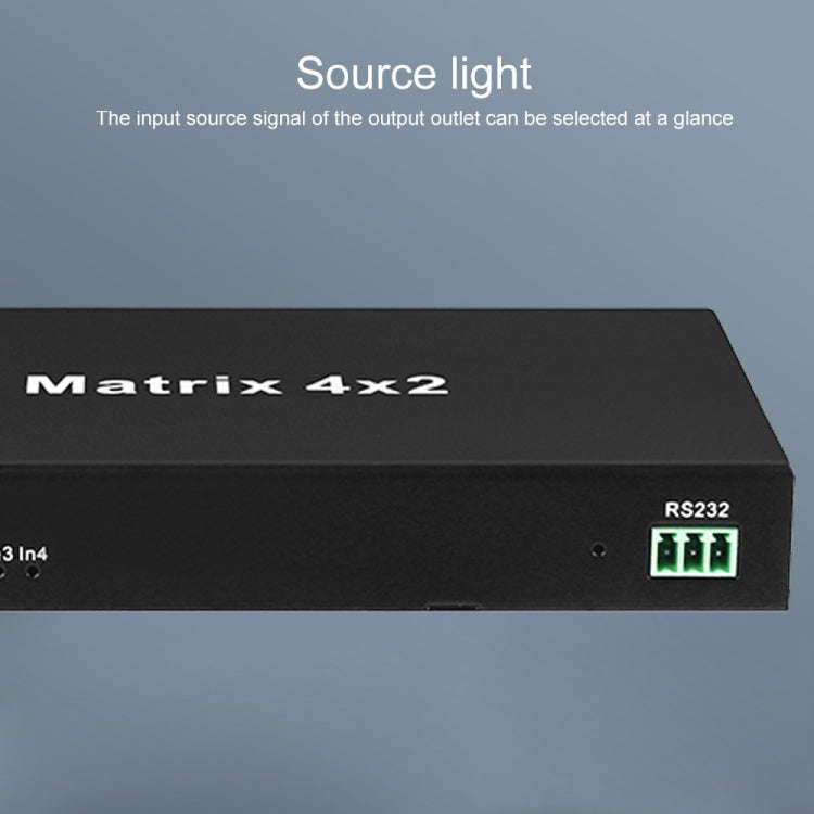 Measy MT4342 4K 30Hz 4 In 2 Out HDMI Matrix Switch Support Seamless Switching, US Plug(Black)