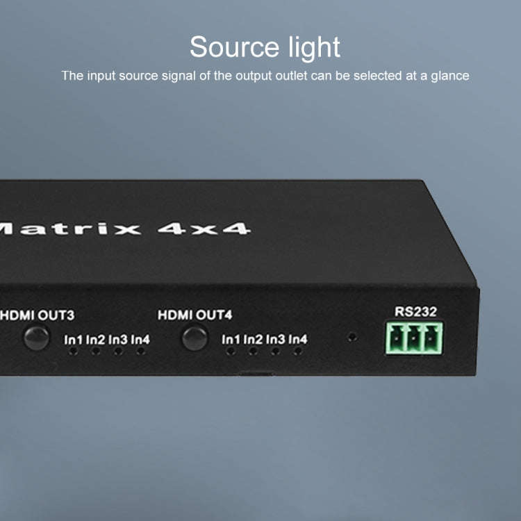 Measy MT4344 4K 30Hz 4 In 4 Out HDMI Matrix Switch Support Seamless Switching, US Plug(Black)
