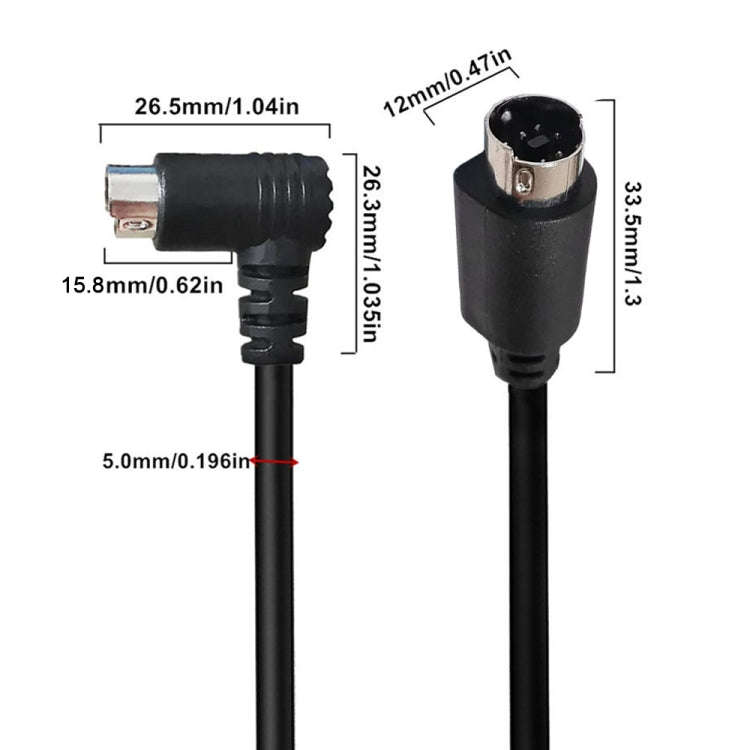 Mini DIN 7 Pin S-Video Core Audio / Video Cable, Length:3m(Straight to Elbow)