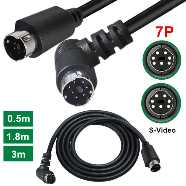 Mini DIN 7 Pin S-Video Core Audio / Video Cable, Length:3m(Straight to Elbow)