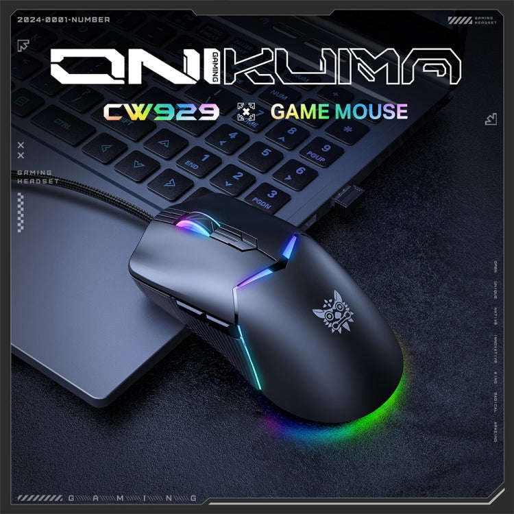 ONIKUMA CW929 RGB 6400DPI Wired Mouse(Black)