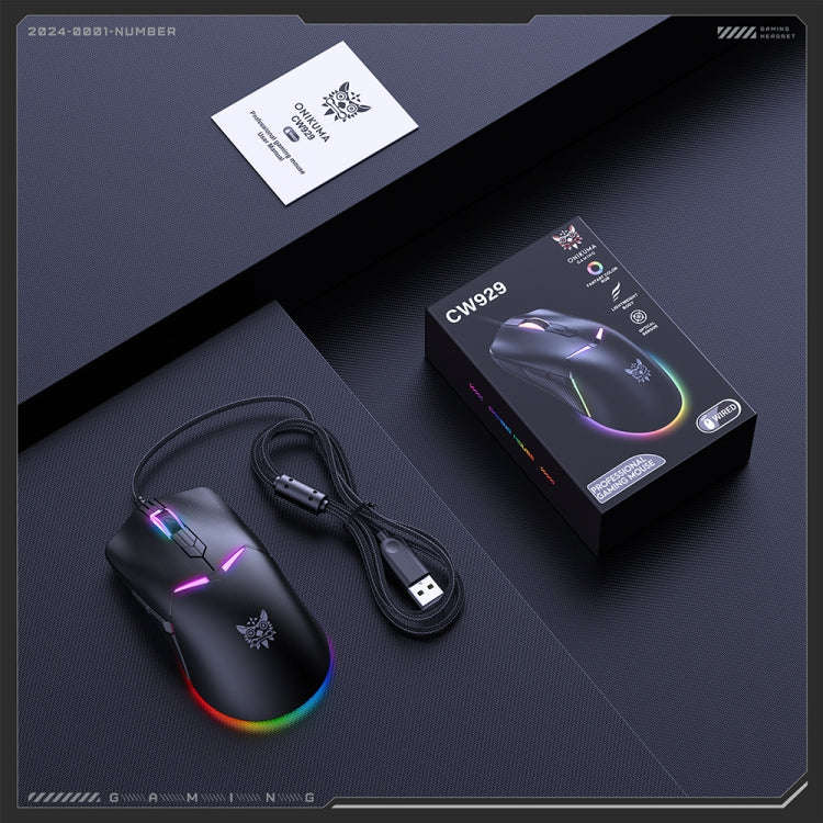 ONIKUMA CW929 RGB 6400DPI Wired Mouse(Black)