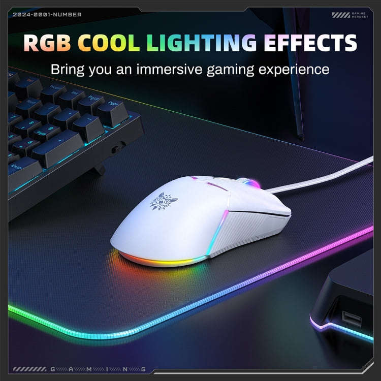 ONIKUMA CW929 RGB 6400DPI Wired Mouse(White)