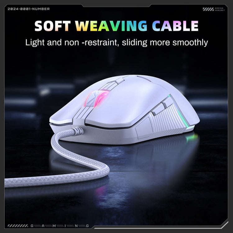 ONIKUMA CW929 RGB 6400DPI Wired Mouse(White)