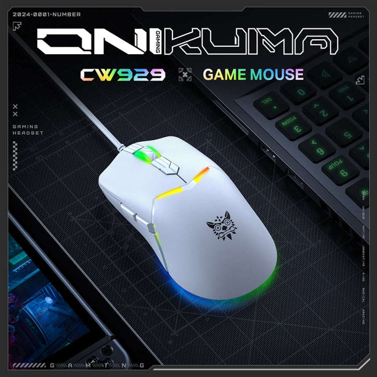 ONIKUMA CW929 RGB 6400DPI Wired Mouse(White)