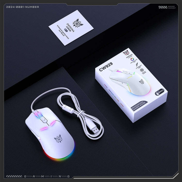 ONIKUMA CW929 RGB 6400DPI Wired Mouse(White)