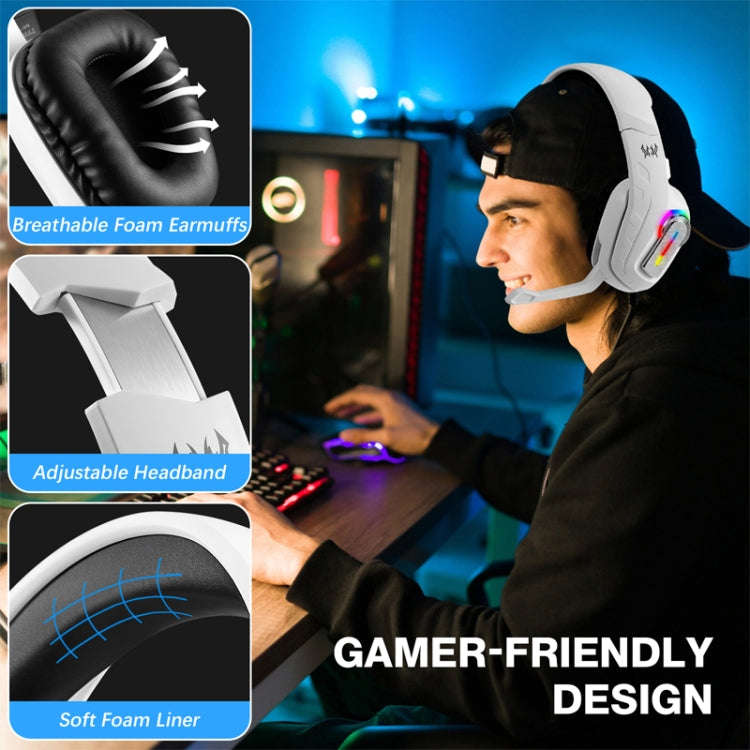 KOTION EACH G4100 Head-mounted Stereo Gaming Earphone with Mic, Black White, Length: About 2.1m
