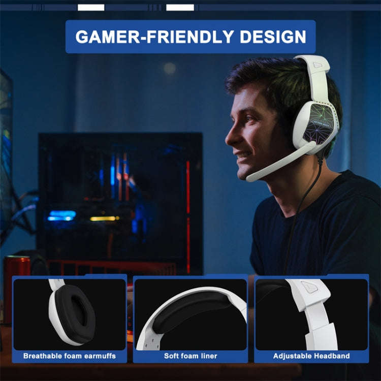 KOTION EACH G6000 On-Ear Gaming Headset with Mic, Length: About 2.1m(Black White)