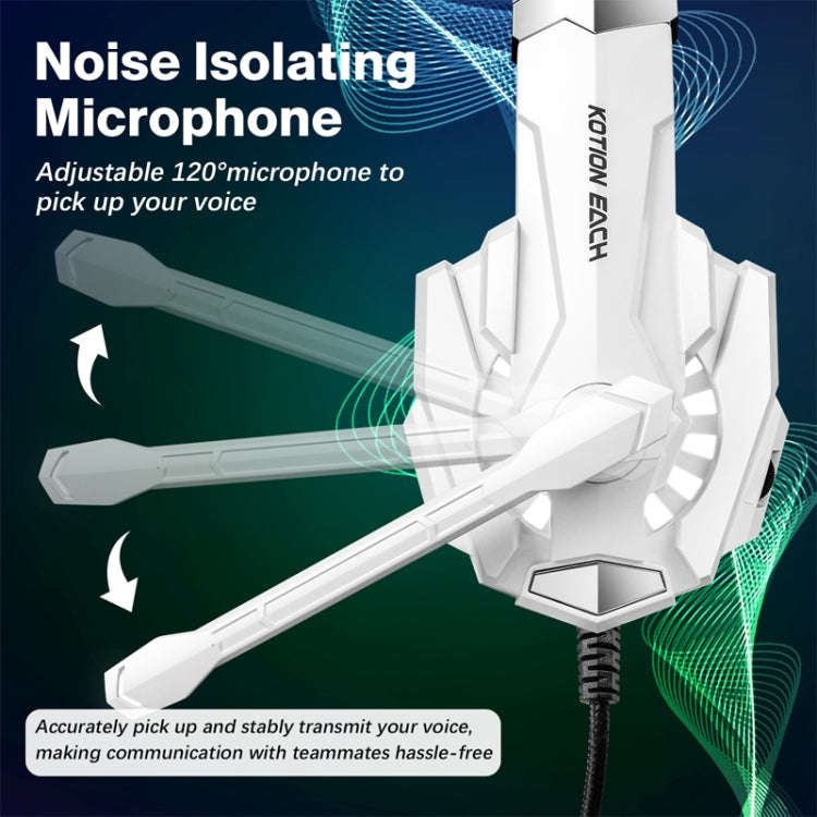 KOTION EACH G9000 Pro On-Ear Gaming Headset with Mic, Cable Length: About 2.1m(Black White)