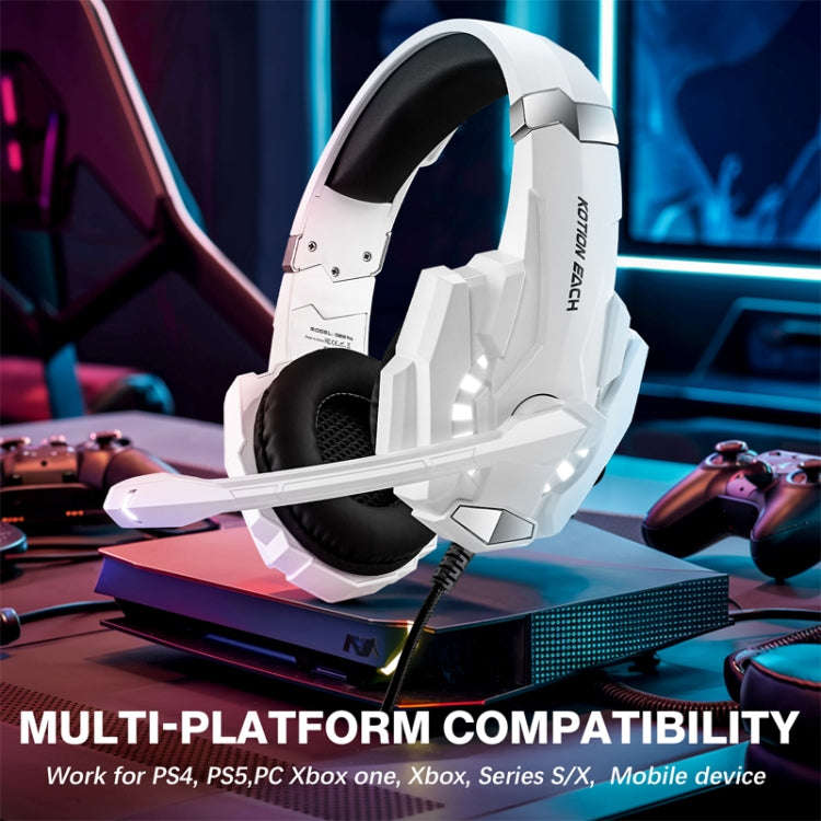 KOTION EACH G9000 Pro On-Ear Gaming Headset with Mic, Cable Length: About 2.1m(Black White)