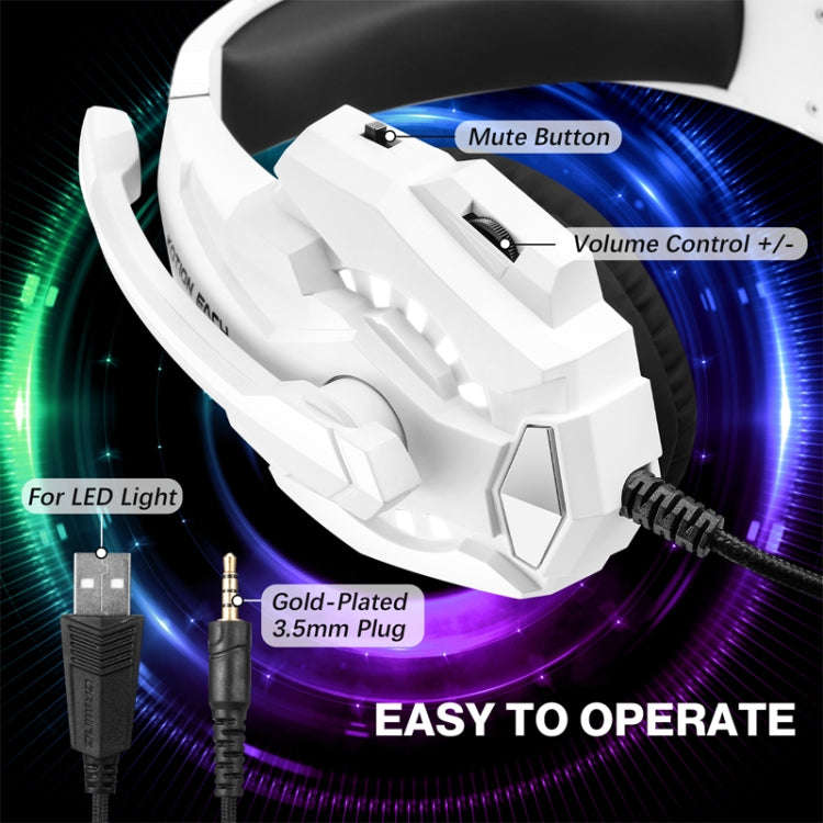 KOTION EACH G9000 Pro On-Ear Gaming Headset with Mic, Cable Length: About 2.1m(Black White)