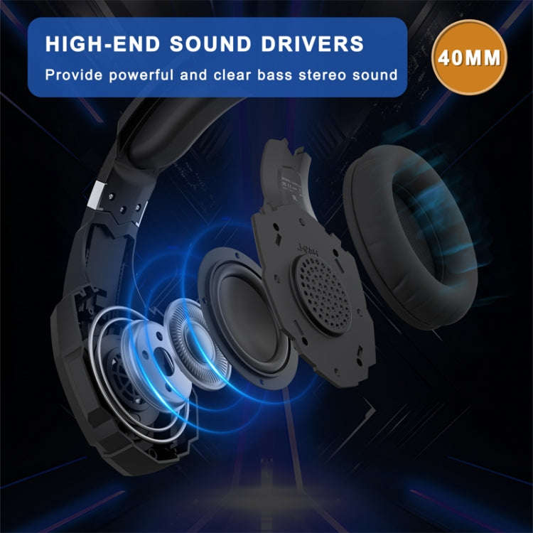 KOTION EACH G9000 Plus On-Ear Gaming Headset with Mic, Length: About 2.1m(Black)