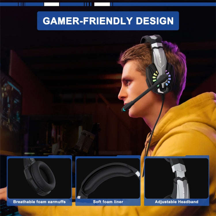 KOTION EACH G9000 Plus On-Ear Gaming Headset with Mic, Length: About 2.1m(Black)