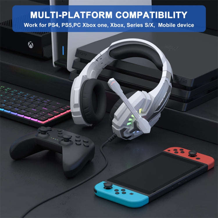 KOTION EACH G9000 Plus On-Ear Gaming Headset with Mic, Length: About 2.1m(Black White)