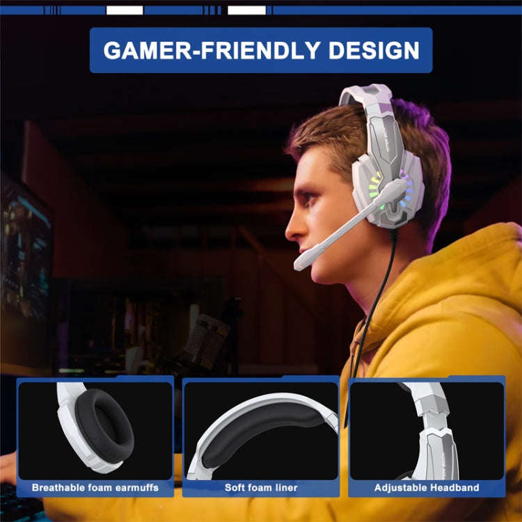 KOTION EACH G9000 Plus On-Ear Gaming Headset with Mic, Length: About 2.1m(Black White)