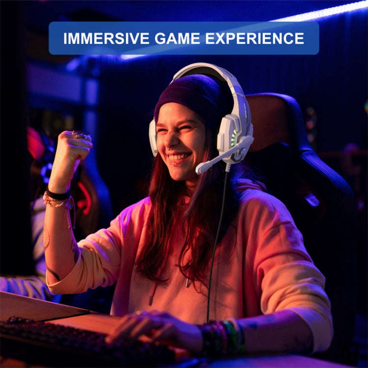KOTION EACH G9000 Plus On-Ear Gaming Headset with Mic, Length: About 2.1m(Black White)