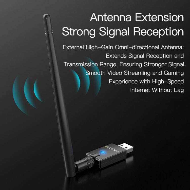 EDUP EP-AX900 900Mbps WiFi 6 Bluetooth 5.3 Dual-Band USB Wireless WiFi Adapter(Black)