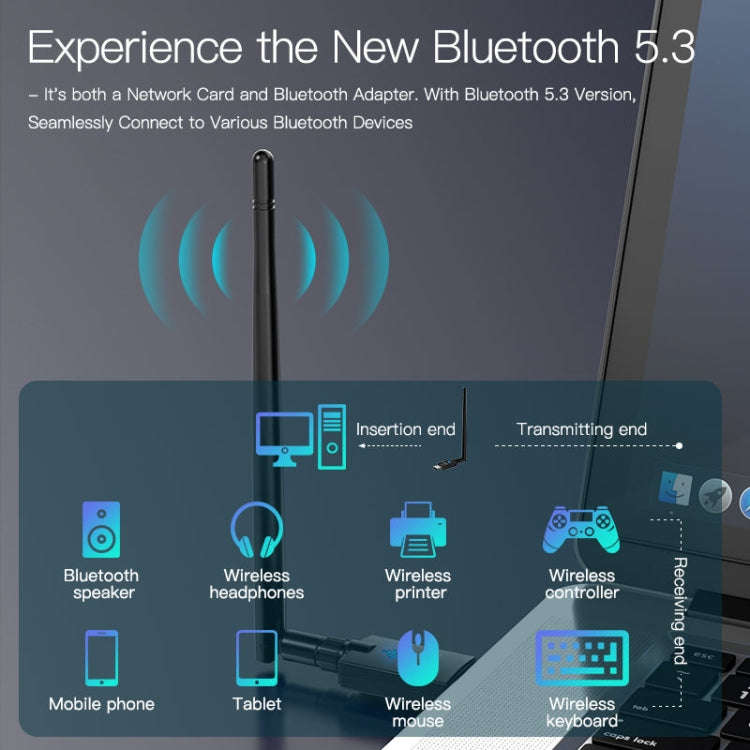 EDUP EP-AX900 900Mbps WiFi 6 Bluetooth 5.3 Dual-Band USB Wireless WiFi Adapter(Black)