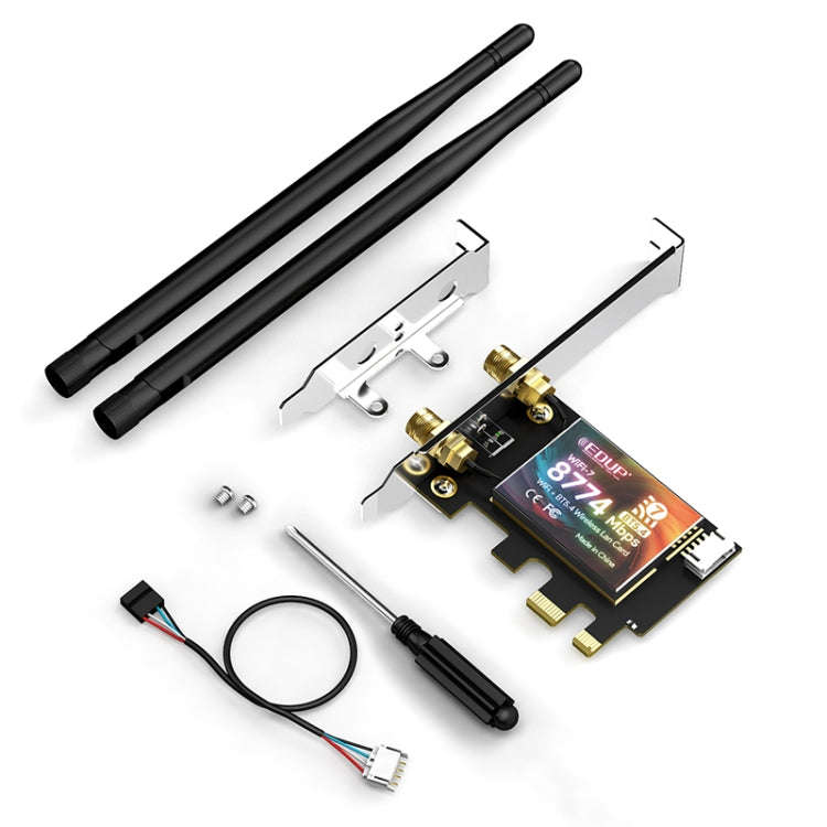 EDUP EP-BE9715 8774Mbps WiFi 7 Bluetooth 5.4 Tri-Band PCI-E WiFi Adapter Wireless Network Card(Bl...