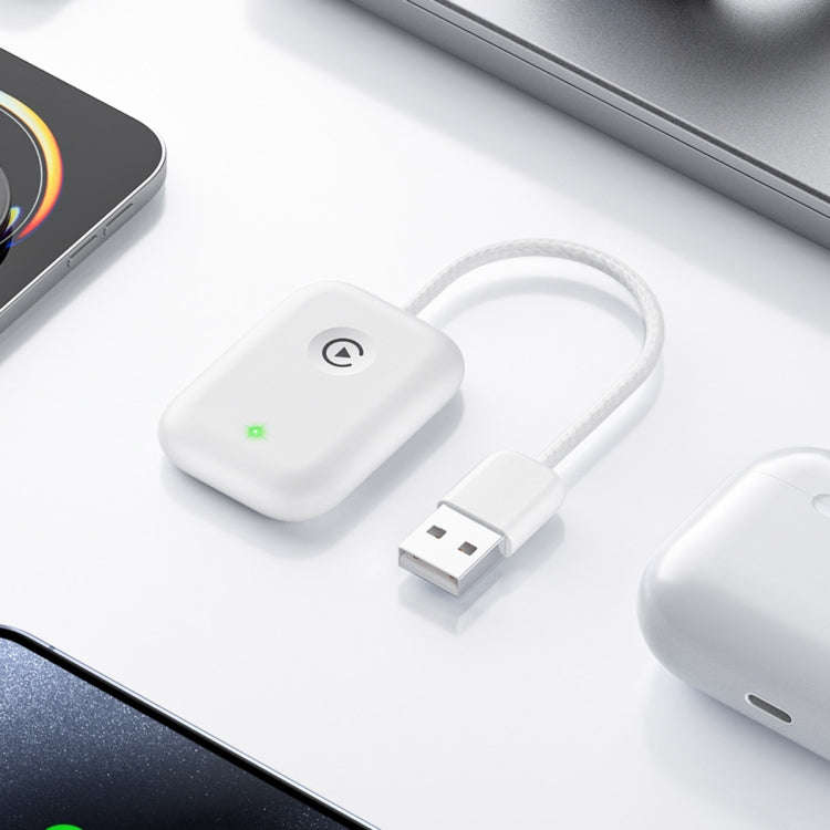 USB Interface Wired to Wireless Car CarPlay Adapter(White)