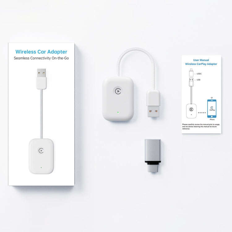 USB Interface Wired to Wireless Car CarPlay Adapter(White)
