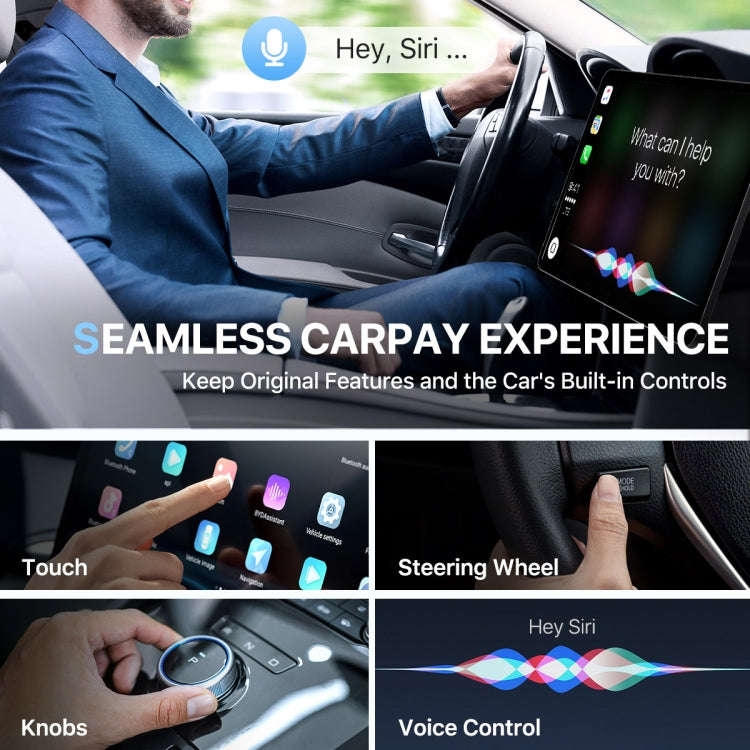 USB Interface Wired to Wireless Car CarPlay Adapter(Black)