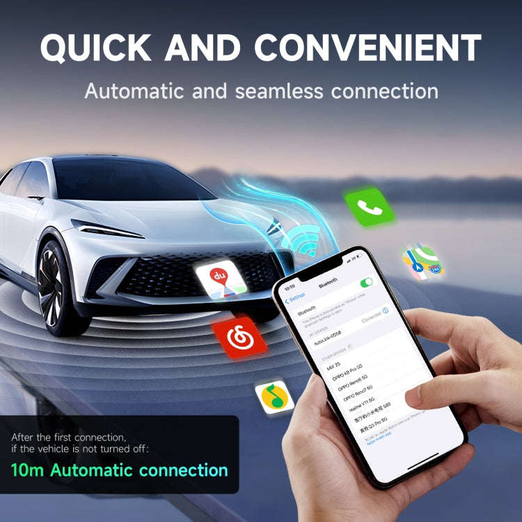 2 in 1 Apple CarPlay / Android Auto USB, Type-C Dual Ports Wired to Wireless CarPlay Adapter(Silver)
