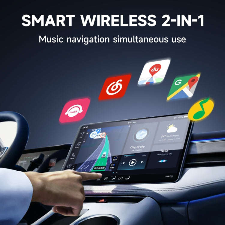 2 in 1 Apple CarPlay / Android Auto USB, Type-C Dual Ports Wired to Wireless CarPlay Adapter(Silver)