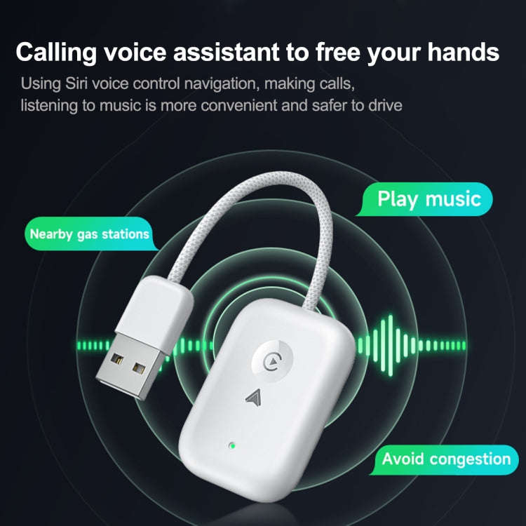 2 in 1 Apple CarPlay / Android Auto USB, Type-C Dual Ports Wired to Wireless CarPlay Adapter(White)