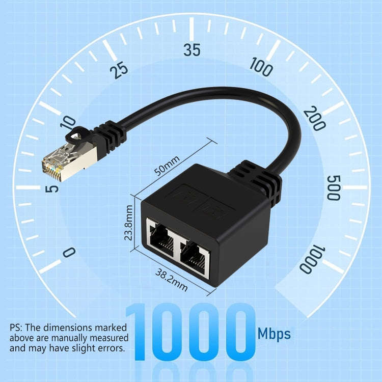 20cm Pair RJ45 CAT6 / CAT5 8 Pin Ethernet Cable Splitter 2 in 1 Network Extension Adapter(Black)