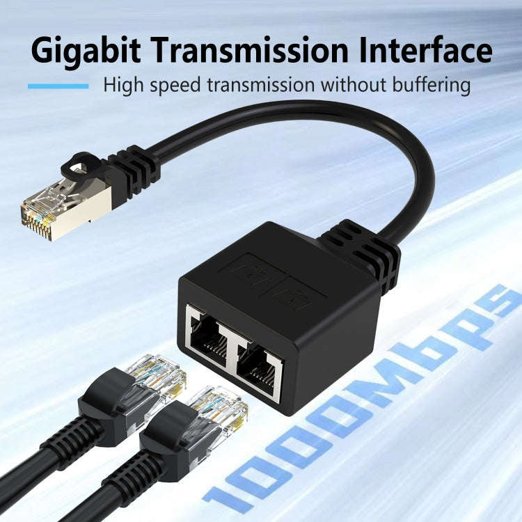20cm Pair RJ45 CAT6 / CAT5 8 Pin Ethernet Cable Splitter 2 in 1 Network Extension Adapter(Black)