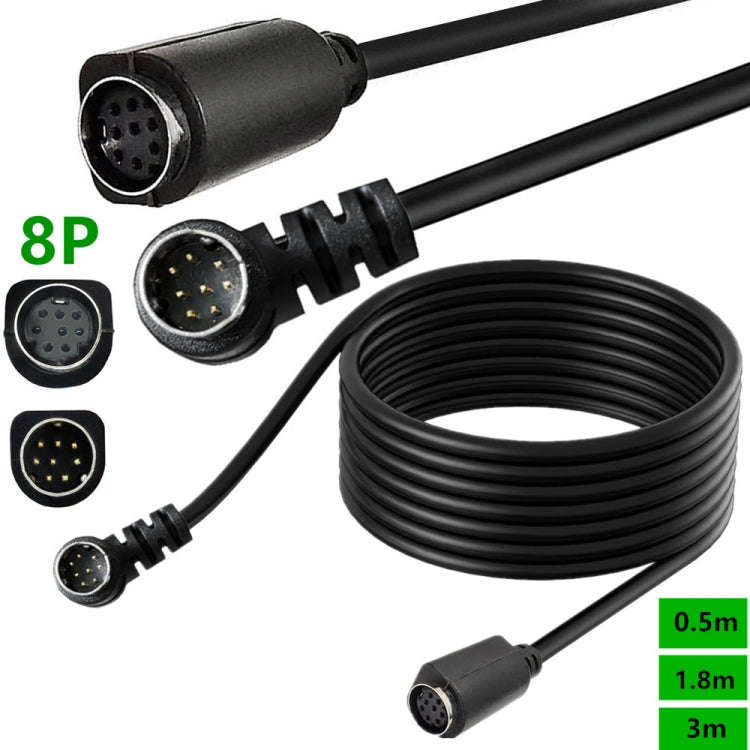 Curved mini DIN 8 Pin TV Audio Adapter Cable S-Video TV Box Cable, Length:1.8m(Black)
