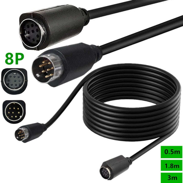 90 Degree mini DIN 8 Pin TV Audio Adapter Cable S-Video TV Box Cable, Length:0.5m(Black)