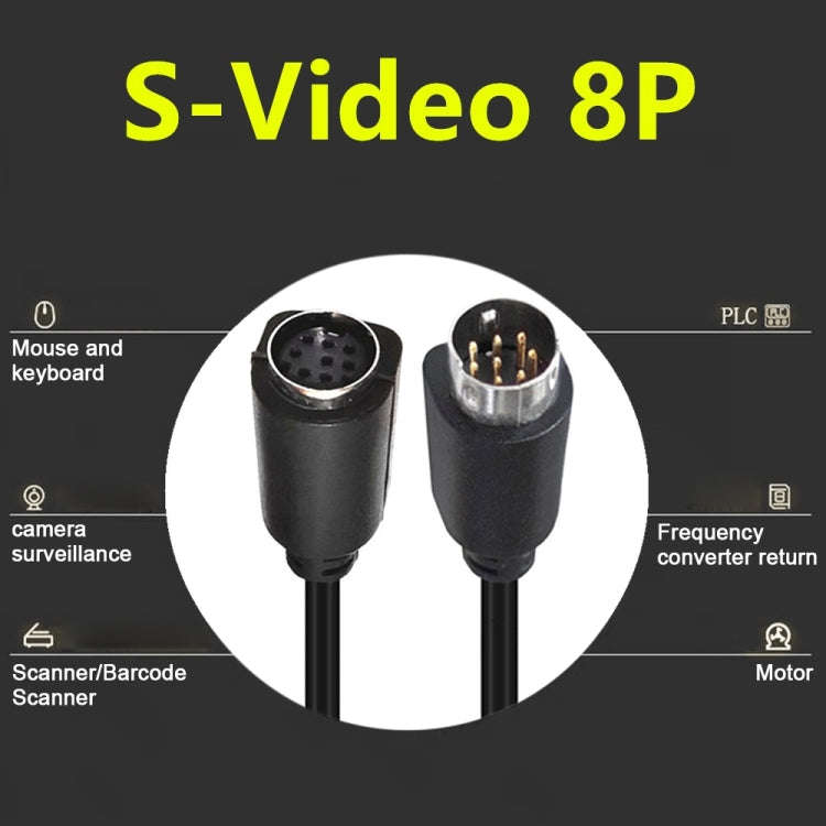 90 Degree mini DIN 8 Pin TV Audio Adapter Cable S-Video TV Box Cable, Length:0.5m(Black)