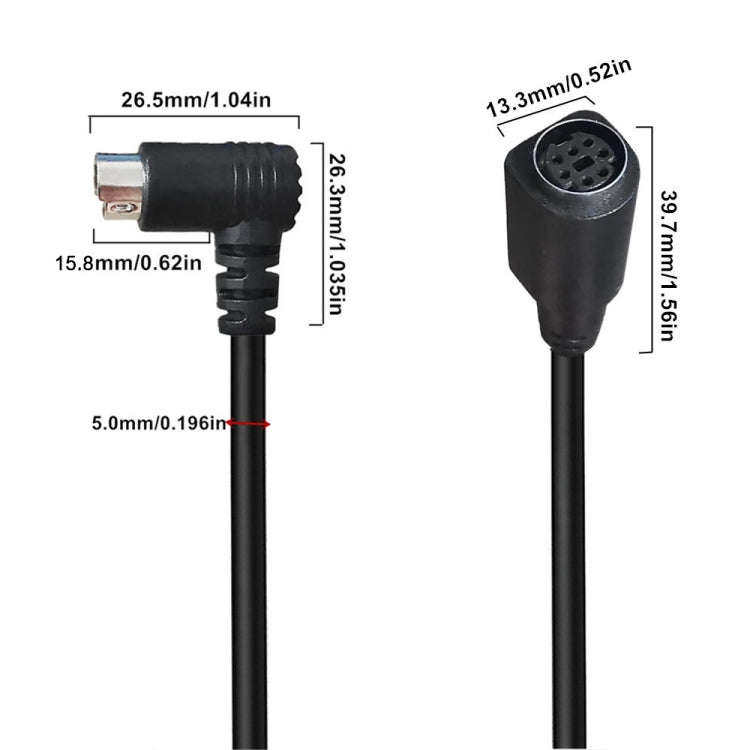Mini DIN 7 Pin Core Audio / Video Cable, Length:1.8m(Male to Female Elbow)