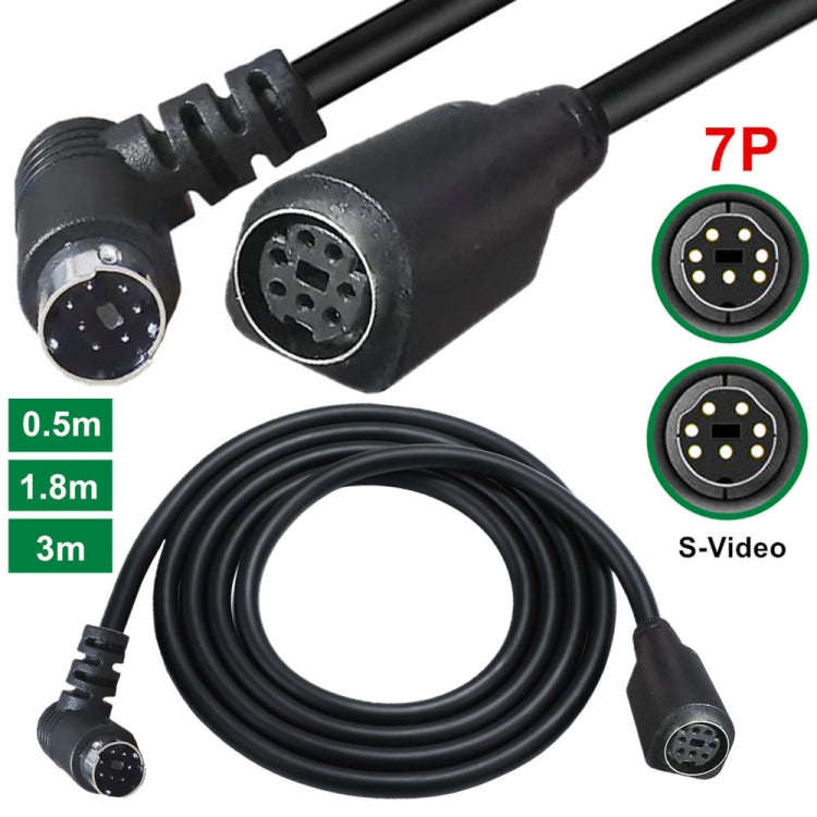 Mini DIN 7 Pin Core Audio / Video Cable, Length:1.8m(Male to Female Elbow)
